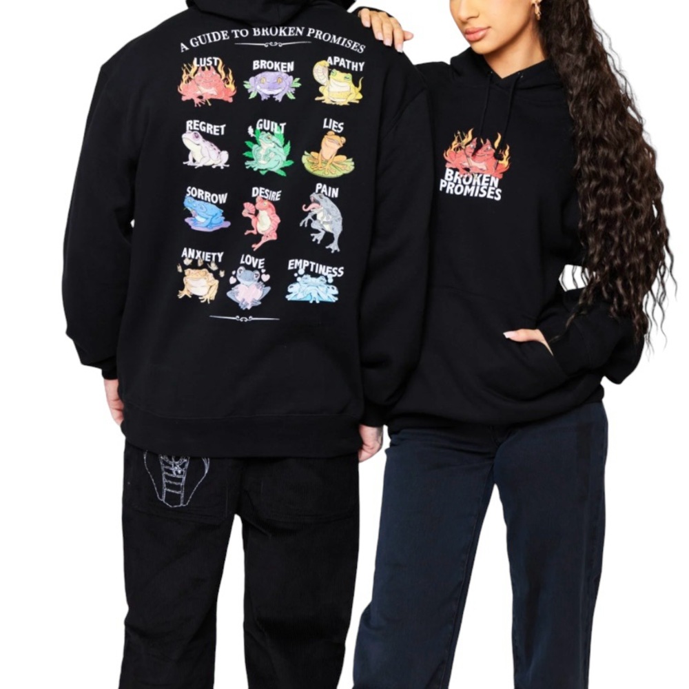 Broken Promises NWT Frog Hoodie Emotions Sweatshirt Top
